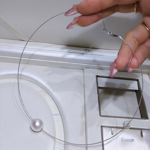 11-12mm Pearl Solitaire Round Collar Chain Necklace 18k Gold - House Of Pearls